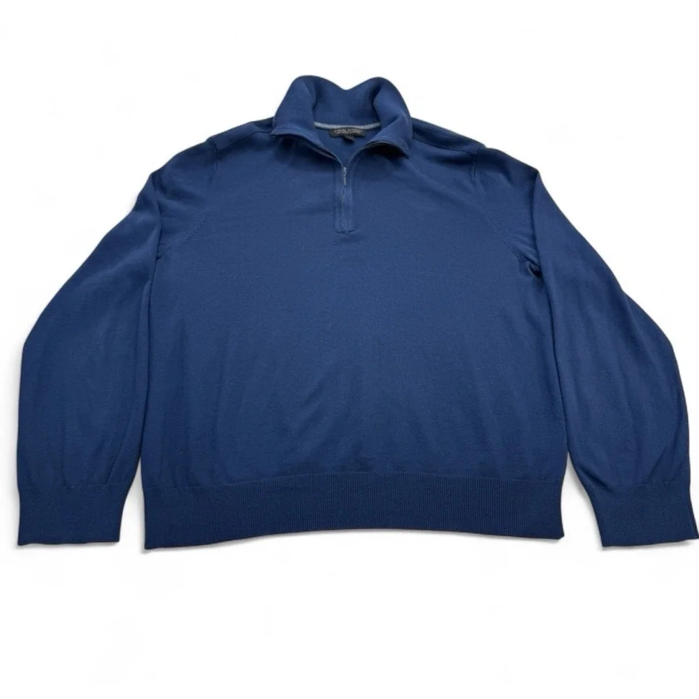 Banana Republic Silk Cashmere Cotton Blend Quarter Zip Blue Men's XL